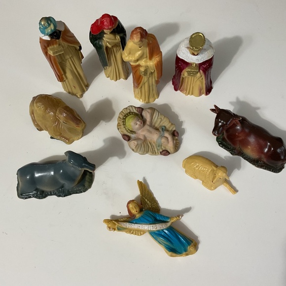 VTG Nativity 10 Pc ART Plastics Small Figures Holy Family - Picture 3 of 5